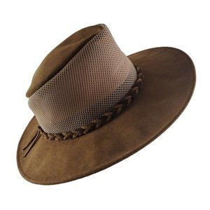 Unisex Henschel Hat Modestone Crushable Suede & Mesh Brown Cowboy Braided Band M